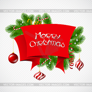 Merry Christmas background with glossy balls - vector image