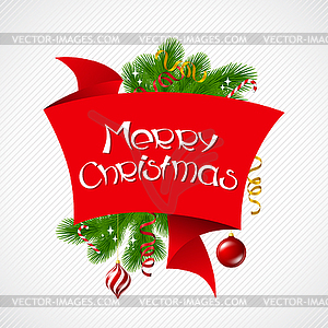 Merry Christmas background with glossy balls - vector clipart