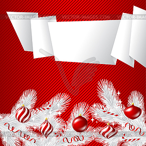 Merry Christmas background with glossy balls - vector image