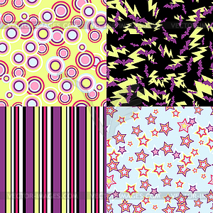 Kawaii patterns of Halloween related objects - vector image