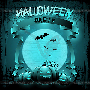 EPS 10 Halloween background with moon, bats and - vector clipart