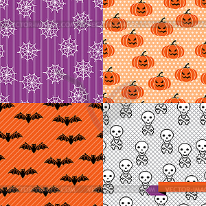 Seamless backgrounds of Halloween-related objects - vector clipart