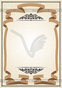 Vintage frame at grunge background with retro - vector image