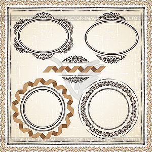 Vintage frames at grunge background with retro - vector clipart