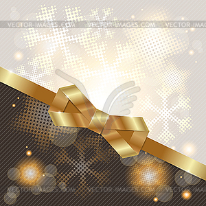 Elegant Christmas background with shiny gold bow - vector clipart