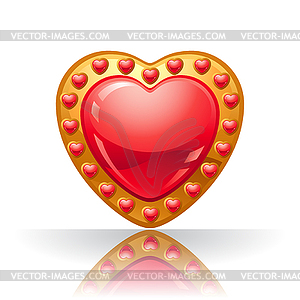 Glossy big red jewelry heart  - vector clipart