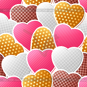 Valentine seamless pattern of heart stickers - vector clip art