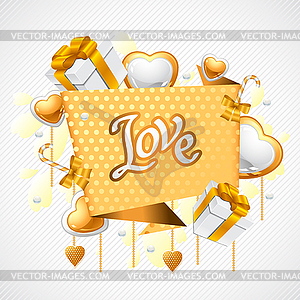 Valentine`s Day background. Origami speech bubble - vector clipart