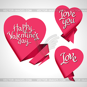 Valentine`s Day background. Origami speech bubble - vector clipart