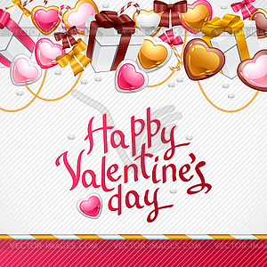 Valentine`s Day background. Gift card or flyer - vector image