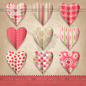 Scrap template of vintage design with hearts - vector image