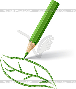 Background with colored pencil. drawn heart - vector clip art
