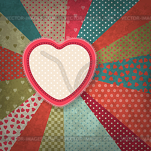 Retro background of vintage design with hearts - vector image