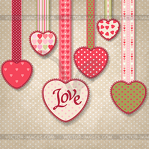 Retro background of vintage design with hearts - vector EPS clipart