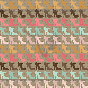 Seamless pattern with shoes in retro style - vector clip art