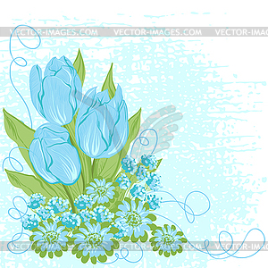 Design card of tulips. (Flower background) - vector image
