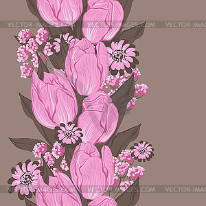 Tulips. (Seamless flowers pattern) - vector clipart