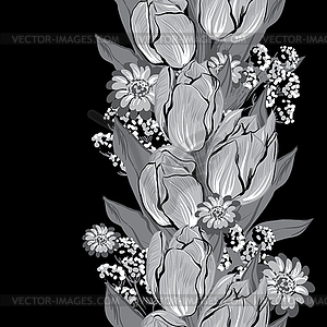 Тюльпаны. (Бесшовные цветы) - векторный клипарт