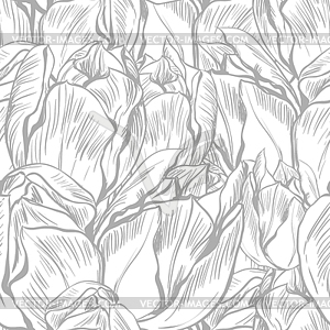 Tulips. (Seamless flowers pattern) - vector image