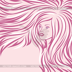 Fashion girl portrait. Beautiful woman with long - royalty-free vector image