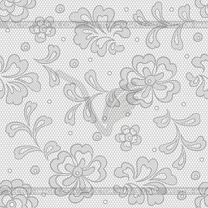 Seamless lace pattern, flower vintage background - white & black vector clipart