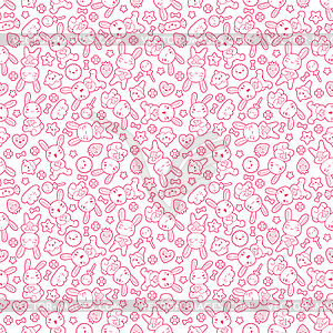 Seamless kawaii child pattern with cute doodles - vector image