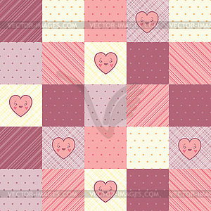 Retro background of vintage design with hearts - vector clip art