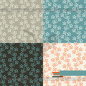 Set of four floral retro seamless patterns - vector clipart