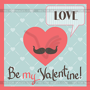 Vintage Valentines Day greeting card with heart - vector clipart