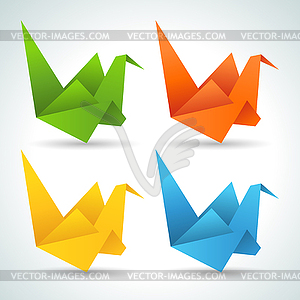 Origami paper birds collection - stock vector clipart