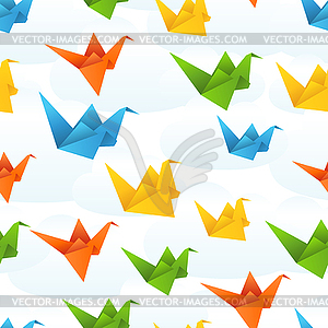 Origami paper birds flight abstract background - vector clip art