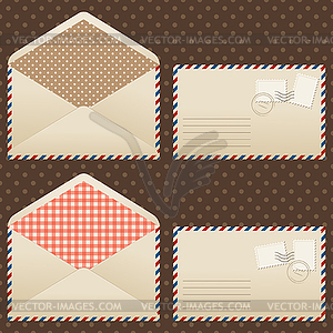 Collection of old vintage envelopes - vector clipart