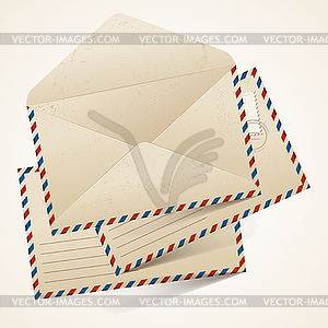 Stack of old vintage envelopes - color vector clipart