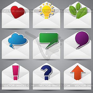 Set of paper envelopes and sign inside - vector clipart