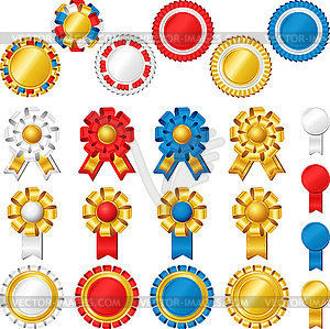 Blank award ribbon rosettes - vector image