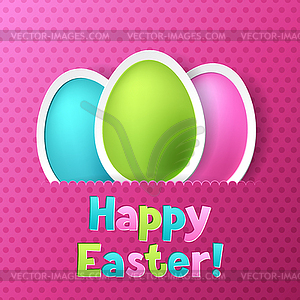 Happy Easter greeting card with eggs - vector image