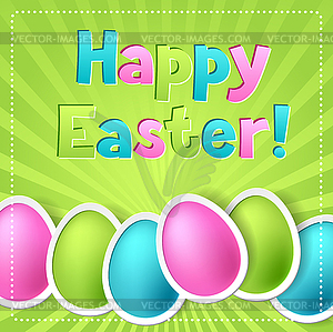 Happy Easter greeting card with eggs - vector EPS clipart