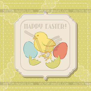 Happy Easter retro greeting card - vector clipart / vector image