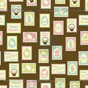 Happy Easter retro seamless pattern - vector clip art