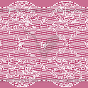 Кружевной ткани Бесшовные границы с абстрактным цветами - векторное изображение