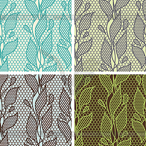 Set of lace seamless patterns with abstract flowers - vector clipart