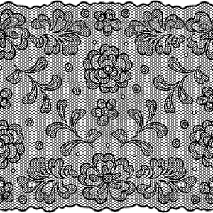 Lace fabric seamless border with abstract flowers - vector image