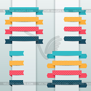 Patterned origami retro ribbons and tags - vector clipart