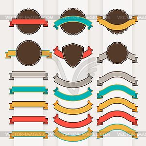 Set of retro badges, labels, ribbons and design - vector clipart