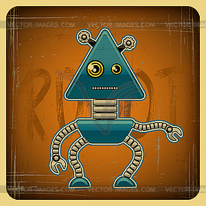 Card in retro style with robot - vector image