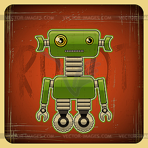 Card in retro style with robot - vector clipart