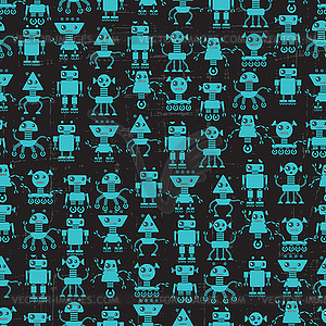 Cartoon robots seamless pattern - vector image