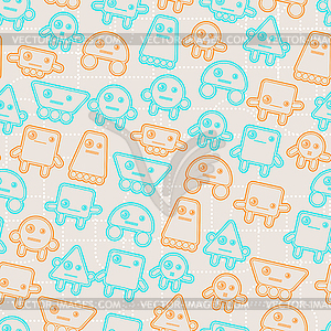 Cartoon robots seamless pattern - vector clip art