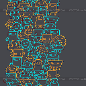 Cartoon robots seamless pattern - vector clipart / vector image