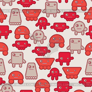 Cartoon robots seamless pattern - vector image